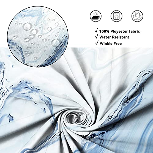 AWERT Blue Marble Shower Curtain - Waterproof for Bathroom Decor, Printed Washable With Hooks, 72x72 Inch - Image 3