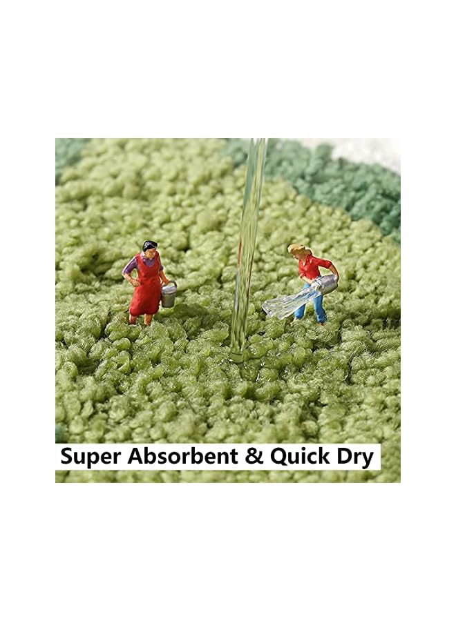 The Bros Non-Slip Bath Mat, 45 x 65 cm Green Leaf Bathroom Floor Mat Super Soft and Water Absorbent, Machine Washable Microfiber Bathroom Rug for Bathroom, Shower, Bedroom, Kitchen, Doorway - Image 3