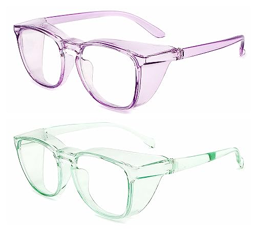 Alsenor Safety Glasses Anti Fog Goggles Protective Eyewear Blue Light Blocking Anti Dust UV Protection Glasses For Men Women (2 Pack (Lilac + Jade)) - Image 2