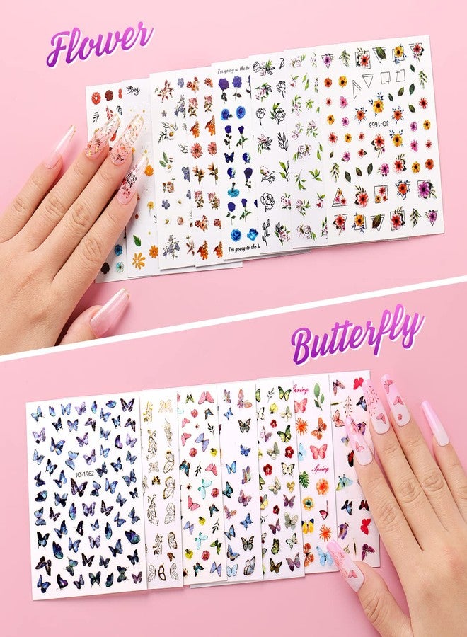 AIMEILI 30 Sheets Nail Art Stickers Colorful Butterfly Flower 3D Self-Adhesive Nail Stickers for Nail Art Decoration - Image 5
