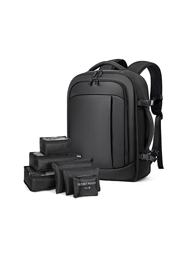 PROMASS Large Backpack Hand Luggage for Men Women 17 Inch Laptop Backpack Travel Backpack with 6 Piece Clothes Bag Packing Cubes for Holiday Business Work Travel, Black, X-Large, Travel Backpacks  - Image 1