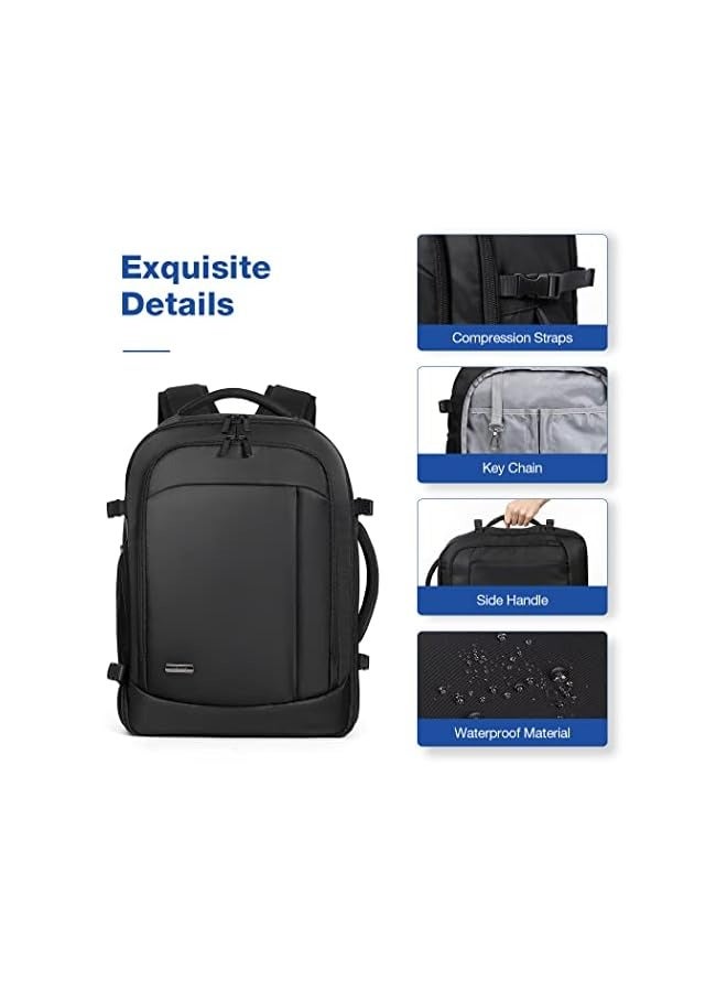 PROMASS Large Backpack Hand Luggage for Men Women 17 Inch Laptop Backpack Travel Backpack with 6 Piece Clothes Bag Packing Cubes for Holiday Business Work Travel, Black, X-Large, Travel Backpacks  - Image 2