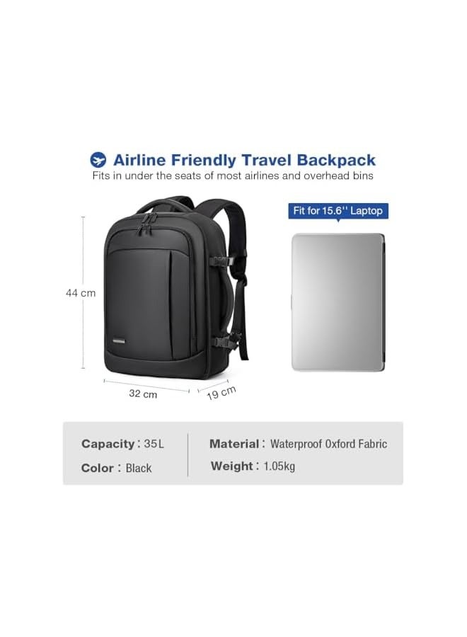 PROMASS Large Backpack Hand Luggage for Men Women 17 Inch Laptop Backpack Travel Backpack with 6 Piece Clothes Bag Packing Cubes for Holiday Business Work Travel, Black, X-Large, Travel Backpacks  - Image 3