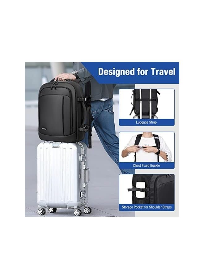 PROMASS Large Backpack Hand Luggage for Men Women 17 Inch Laptop Backpack Travel Backpack with 6 Piece Clothes Bag Packing Cubes for Holiday Business Work Travel, Black, X-Large, Travel Backpacks  - Image 4