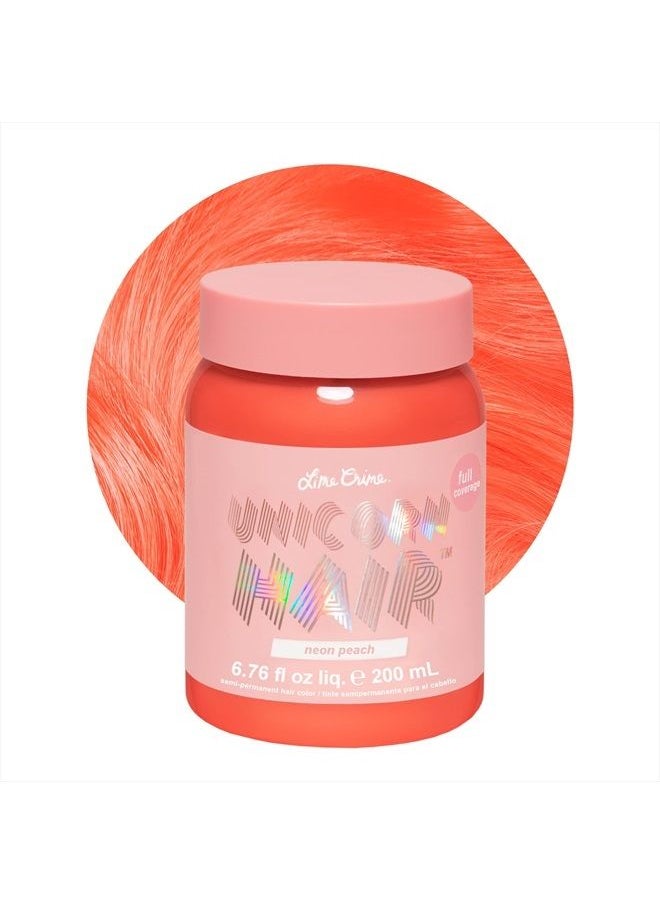 Lime Crime Unicorn Hair Dye Full Coverage, Neon Peach (Vibrant Peach) - Vegan and Cruelty Free Semi-Permanent Hair Color Conditions & Moisturizes - Temporary Peach Hair Dye With Sugary Citrus Vanilla  - Image 1