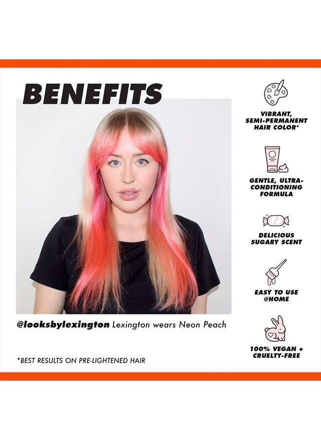 Lime Crime Unicorn Hair Dye Full Coverage, Neon Peach (Vibrant Peach) - Vegan and Cruelty Free Semi-Permanent Hair Color Conditions & Moisturizes - Temporary Peach Hair Dye With Sugary Citrus Vanilla  - Image 3