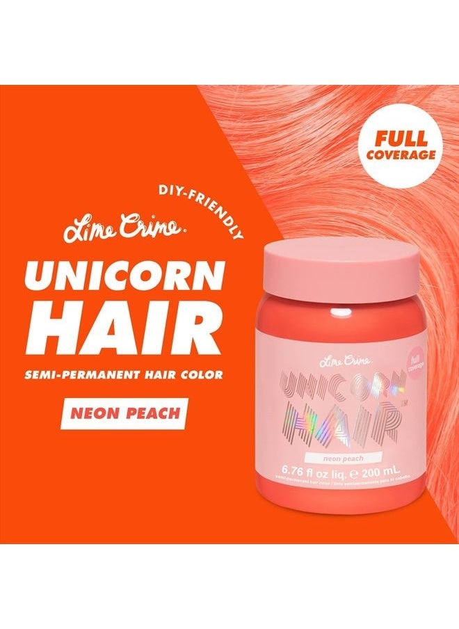 Lime Crime Unicorn Hair Dye Full Coverage, Neon Peach (Vibrant Peach) - Vegan and Cruelty Free Semi-Permanent Hair Color Conditions & Moisturizes - Temporary Peach Hair Dye With Sugary Citrus Vanilla  - Image 2
