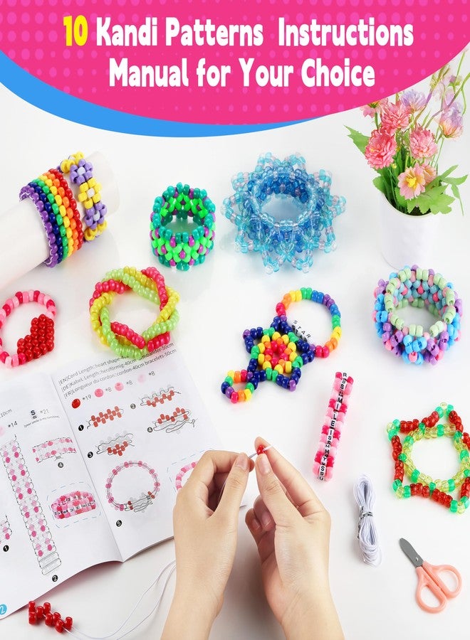 Funtopia 4026pcs Pony Beads Bracelet Making Kit, 72 Colors Multi-Types Kandi Beads, Funtopia Friendship Bracelet Kit with Letter Beads, 10 Kandi Cuff Designs, Rainbow Beads for Jewelry Making and DIY Crafts - Image 2