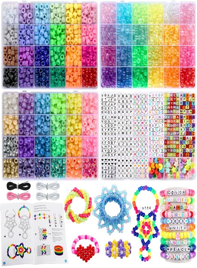 Funtopia 4026pcs Pony Beads Bracelet Making Kit, 72 Colors Multi-Types Kandi Beads, Funtopia Friendship Bracelet Kit with Letter Beads, 10 Kandi Cuff Designs, Rainbow Beads for Jewelry Making and DIY Crafts - Image 1