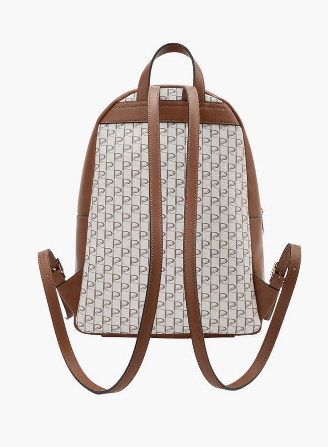 Paprika Women Monogram Print Backpack with Zip Closure - 12x26x36 cm - Image 4