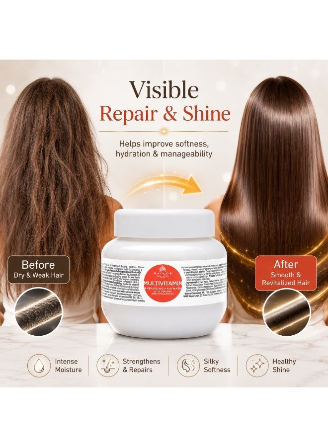 KALLOS Multivitamin Energising Hair Mask 275ml – Hair Mask for Deep Nourishment & Healthy Shine - Image 4