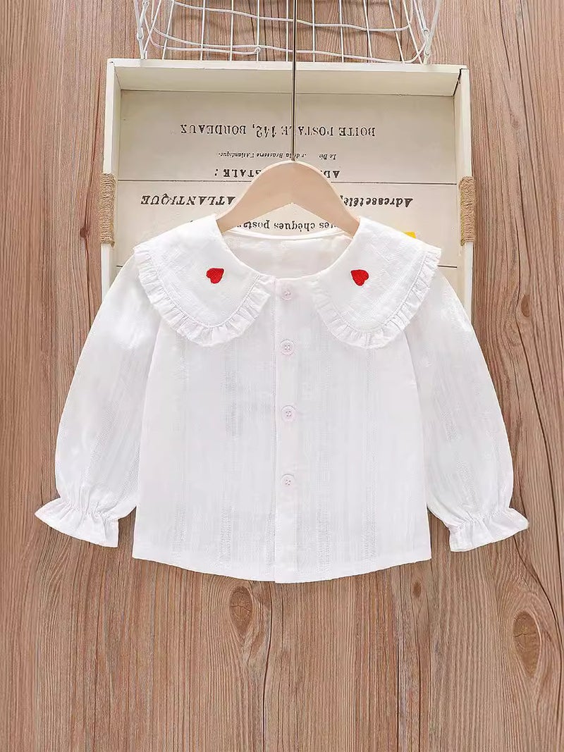 Girl's Shirt 2025 New Long Sleeve Spring and Autumn Cotton Lace Korean Style Top Girl's Western Style Children's Wear - Image 3