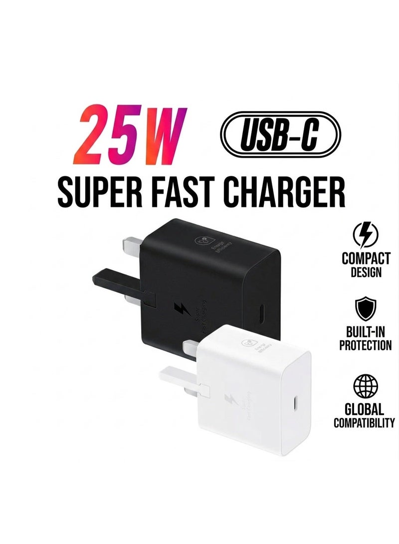 جون بولز محول سفر بقوة 25 واط، شحن فائق السرعة، قابس بريطاني، محول شحن سريع USB-C بقوة 25 واط بتقنية PD، شاحن من النوع C لهواتف أندرويد وآيفون - Image 2