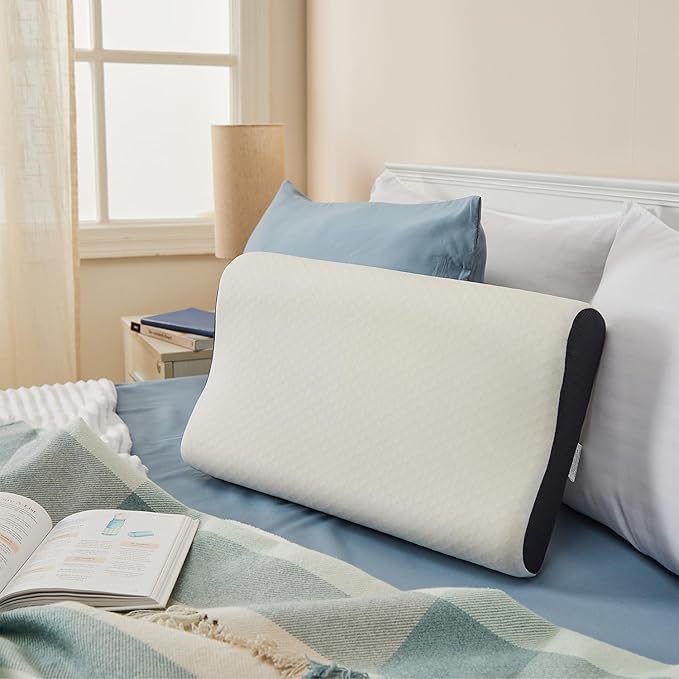 MASHUR FAB | Orthopedic Memory Foam Cooling Gel Standard Size Neck & Back Support Sleeping Bed Pillow (Black, sf-1) - Image 4