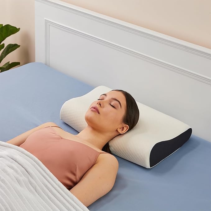 MASHUR FAB | Orthopedic Memory Foam Cooling Gel Standard Size Neck & Back Support Sleeping Bed Pillow (Black, sf-1) - Image 2