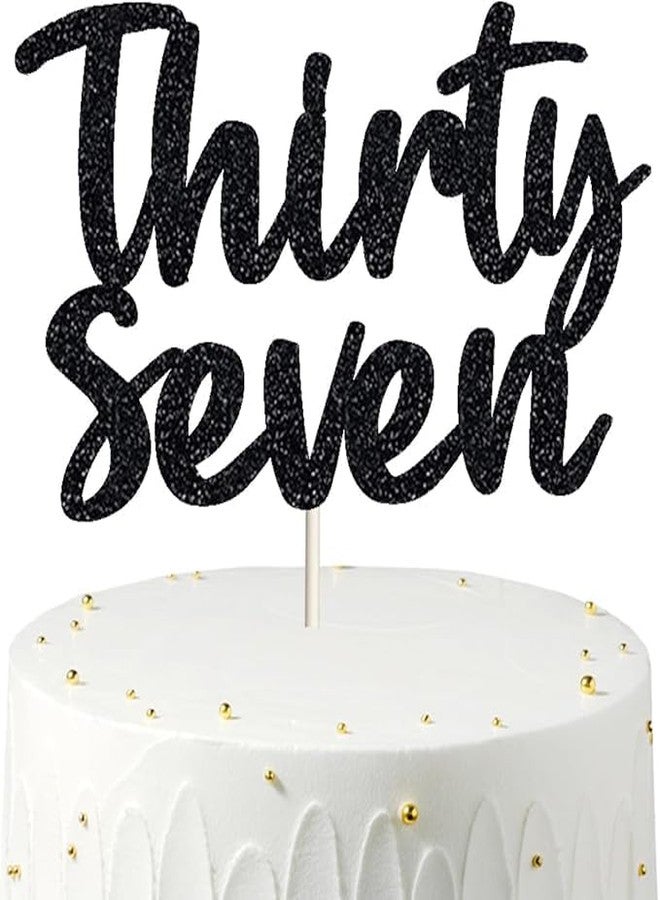 TrifleArte Thirty Seven Birthday Cake Topper | Black Glitter | 37th Anniversary Party Decoration | Double-Sided | Durable & Elegant Smash Cake Décor for Boys & Girls - Image 3