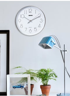 GEEPAS Non-Ticking Numeral Wall Clock with Glass Cover | 3D Silver Dial, Large Font Numeral Clock | Round Decorative Wall Clock for Living Room, Bedroom, Kitchen  - Image 3