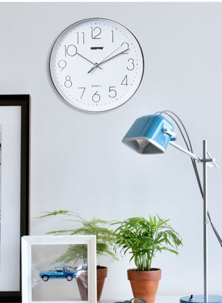Non-Ticking Numeral Wall Clock with Glass Cover | 3D Silver Dial, Large Font Numeral Clock | Round Decorative Wall Clock for Living Room, Bedroom, Kitchen - view 3
