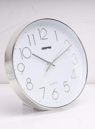 Non-Ticking Numeral Wall Clock with Glass Cover | 3D Silver Dial, Large Font Numeral Clock | Round Decorative Wall Clock for Living Room, Bedroom, Kitchen - view 5