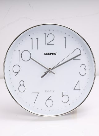Non-Ticking Numeral Wall Clock with Glass Cover | 3D Silver Dial, Large Font Numeral Clock | Round Decorative Wall Clock for Living Room, Bedroom, Kitchen - view 4