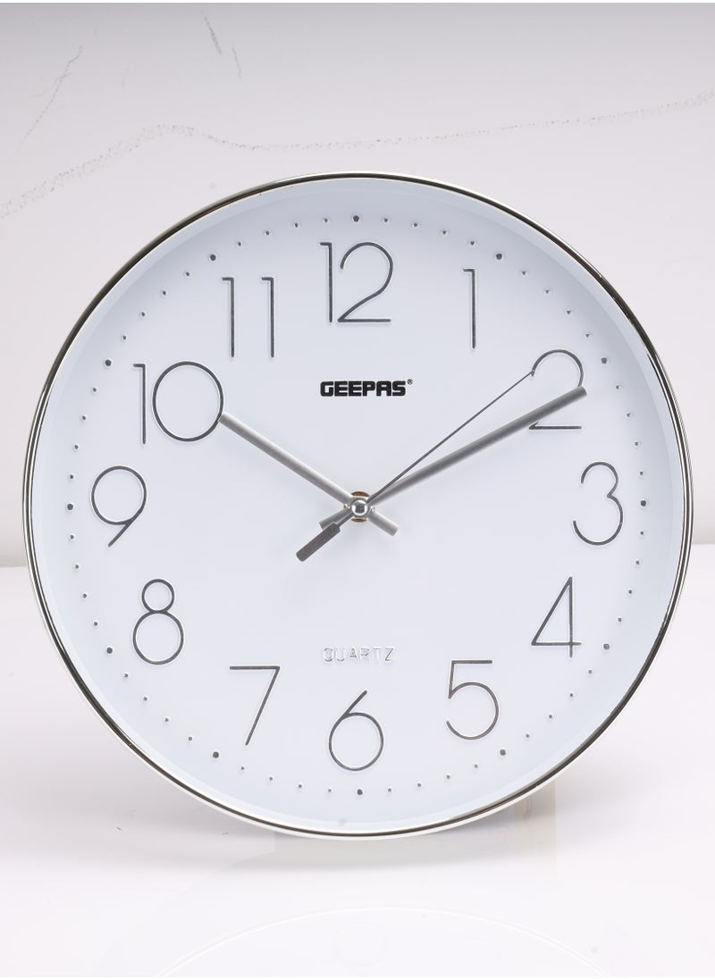 GEEPAS Non-Ticking Numeral Wall Clock with Glass Cover | 3D Silver Dial, Large Font Numeral Clock | Round Decorative Wall Clock for Living Room, Bedroom, Kitchen  - Image 4