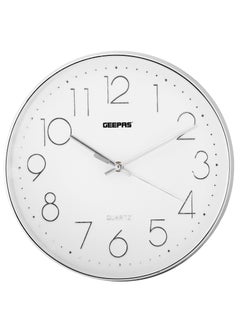 GEEPAS Non-Ticking Numeral Wall Clock with Glass Cover | 3D Silver Dial, Large Font Numeral Clock | Round Decorative Wall Clock for Living Room, Bedroom, Kitchen  - Image 1