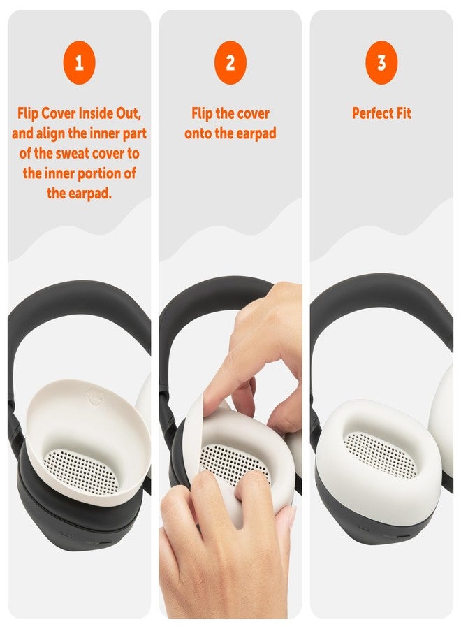 WC SweatZ XM6 - Patented Silicone Earpad Sweat Covers Compatible with Sony WH-1000XM6 by Wicked Cushions | Sweatproof & Easily Washable | Silver - Image 5