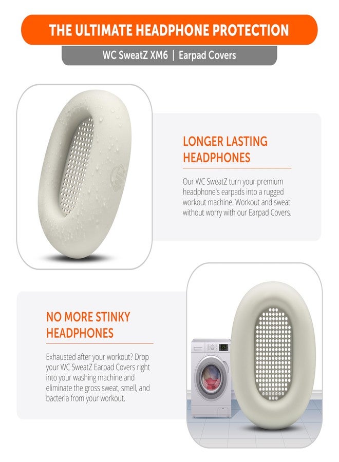 WC SweatZ XM6 - Patented Silicone Earpad Sweat Covers Compatible with Sony WH-1000XM6 by Wicked Cushions | Sweatproof & Easily Washable | Silver - Image 4