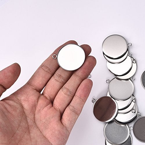 LANBEIDE 20pcs Stainless Steel Pendant Trays for Jewelry Making Finding Round Bezel 30x30mm - Image 3
