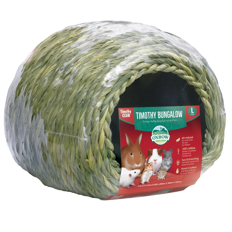 Oxbow Timothy Hay Bungalow, Rabbit & Guinea Pig Hideout, Edible & Hand-Woven Bunny House, No Wires or String, Small Pet Accessories, for Rabbits, Guinea Pigs, Chinchillas & Rats, Large - Image 1