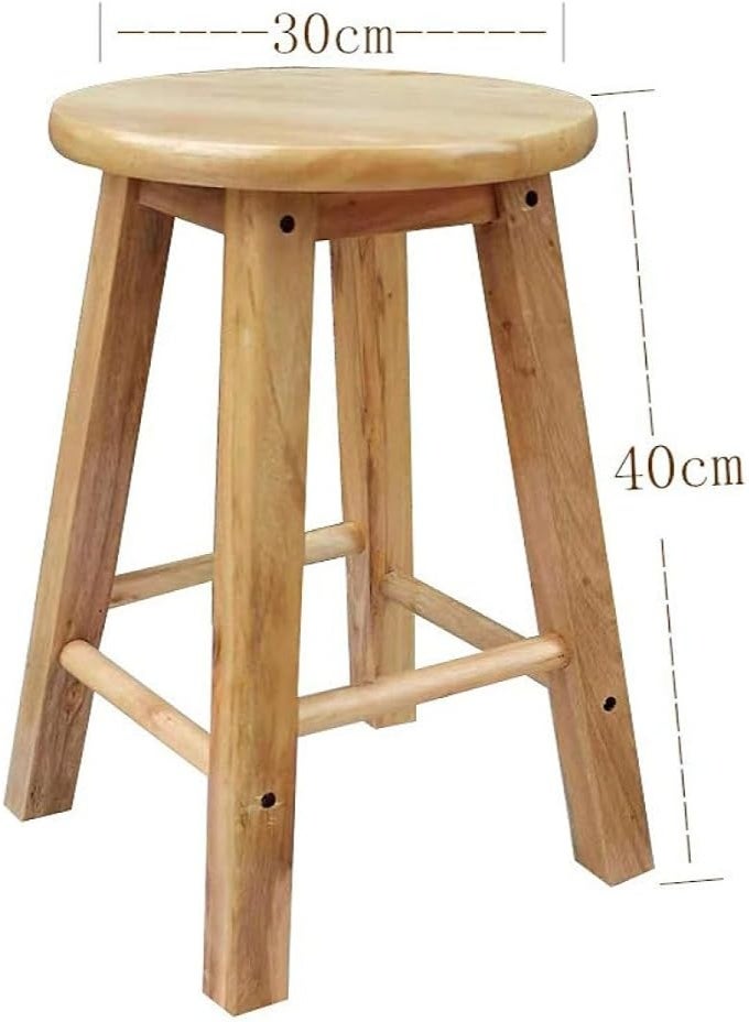 Elegant vintage wooden chair, 40 cm, round, without backrest, made of light natural wood, lightweight, Korean style, suitable for solo use. - Image 2