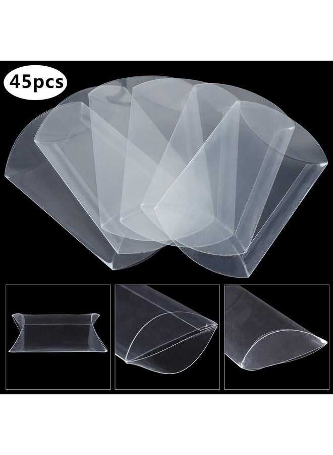 LOCOLO 45 Pcs 5.51 X 3.54 X 1.18 Inch Clear Plastic Pillow Gift Boxes Candy Treat Gift Box Transparent Party Favor Boxes Sweet Bags For Wedding Bridal Shower Baby Shower Birthday Party Supplies - Image 2
