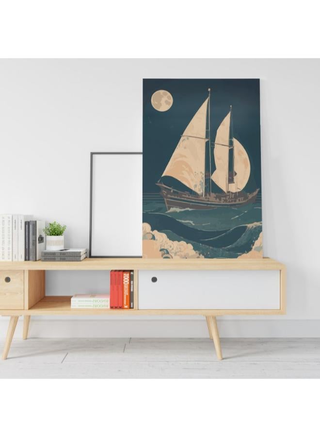 هوم جاليري لوحة فنية جدارية من القماش الكتانى مطبوعة على شكل قارب في البحر - Image 2