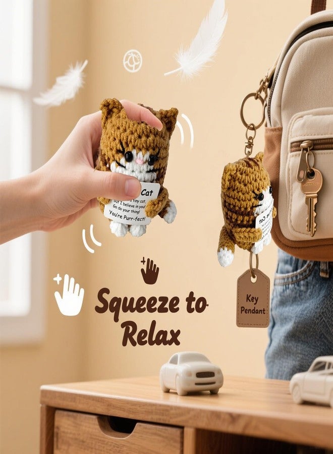 BCNJEPIN Crochet Toys, Handmade Cat Crochet Animals, Cute Crochet Gift for Home and Office Decor, Emotional Support Animal Toy, Cute Things for Study Table Desk Decoration (8x6 cm, Brown) - Image 4