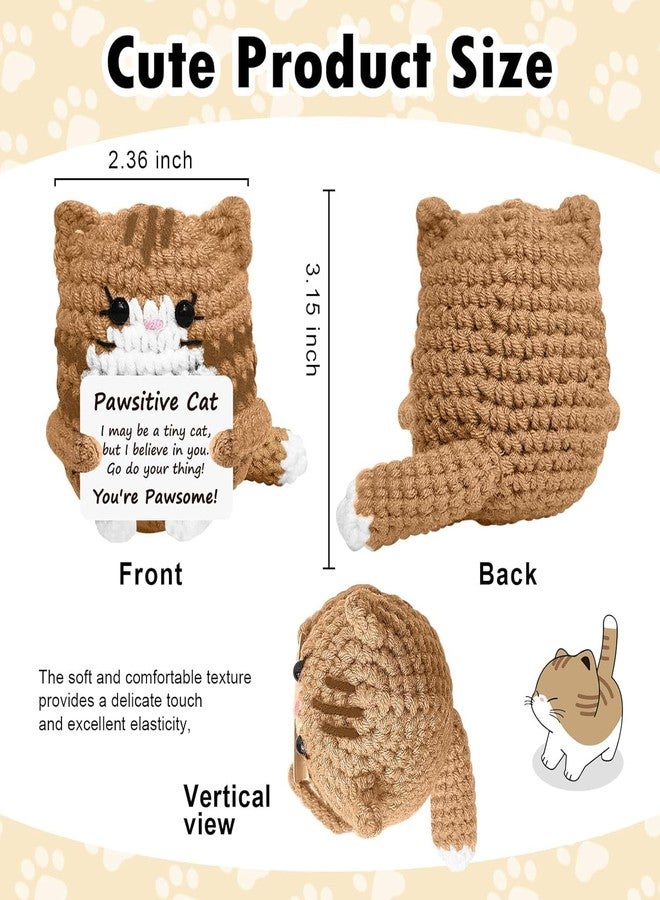 BCNJEPIN Crochet Toys, Handmade Cat Crochet Animals, Cute Crochet Gift for Home and Office Decor, Emotional Support Animal Toy, Cute Things for Study Table Desk Decoration (8x6 cm, Brown) - Image 2