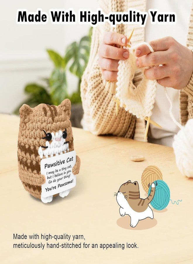 BCNJEPIN Crochet Toys, Handmade Cat Crochet Animals, Cute Crochet Gift for Home and Office Decor, Emotional Support Animal Toy, Cute Things for Study Table Desk Decoration (8x6 cm, Brown) - Image 5