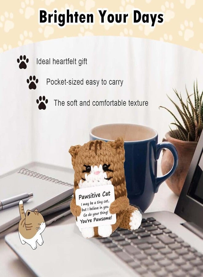BCNJEPIN Crochet Toys, Handmade Cat Crochet Animals, Cute Crochet Gift for Home and Office Decor, Emotional Support Animal Toy, Cute Things for Study Table Desk Decoration (8x6 cm, Brown) - Image 3