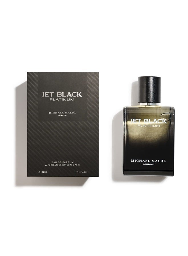 Michael Malul Jet Black Platinum 3.4oz Men's Eau de Parfum, Fragrance for Men 100ml Sophisticated Men's Fragrance - Image 2