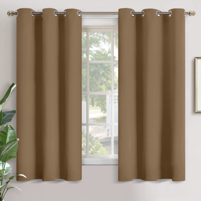 YoungsTex Taupe Blackout Curtains 63 Inches Long for Bedroom - Thermal Insulated Window Drapes with Grommet Room Darkening Privacy for Living Room, 2 Panels, 42 x 63 Inch - Image 1