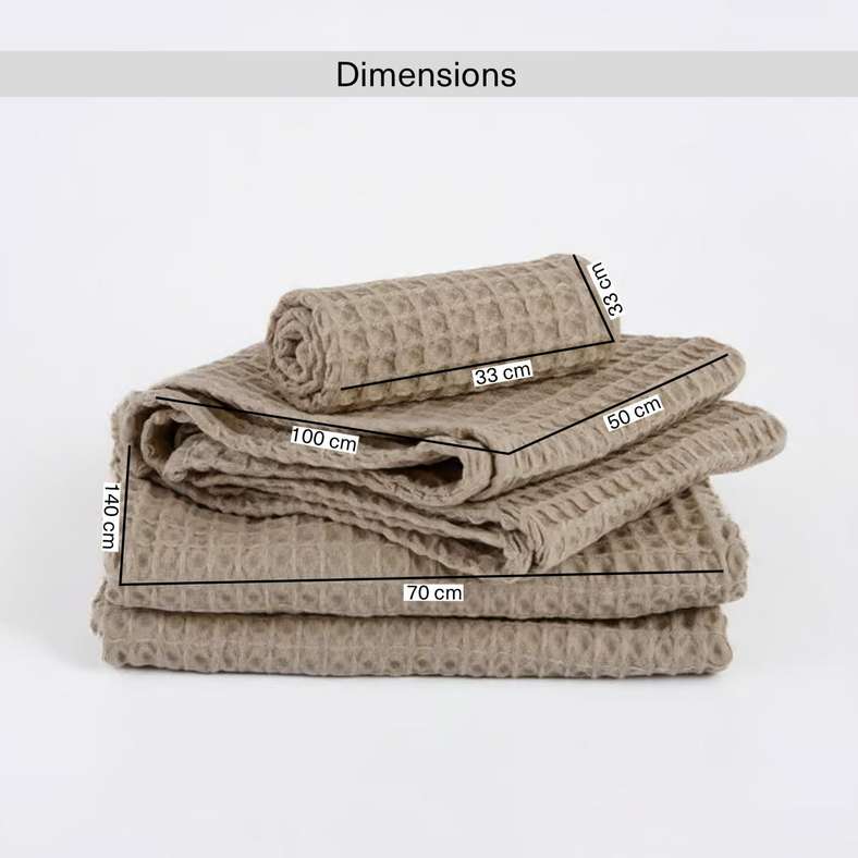 Pan Home مجموعة مناشف استحمام ويفل ناعمة كريمي - بيج - Image 4