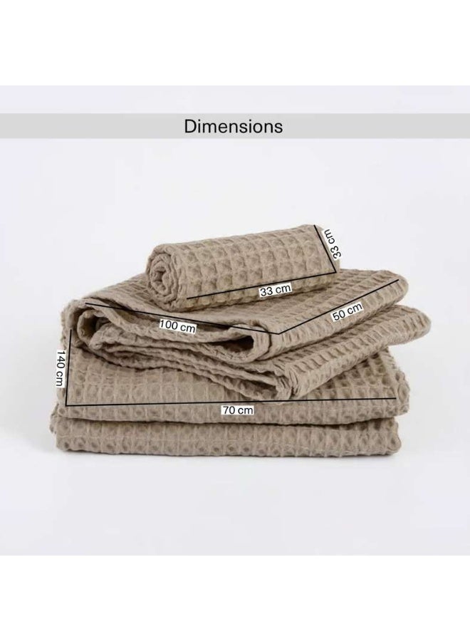 Pan Home مجموعة مناشف استحمام ويفل ناعمة كريمي - بيج - Image 4