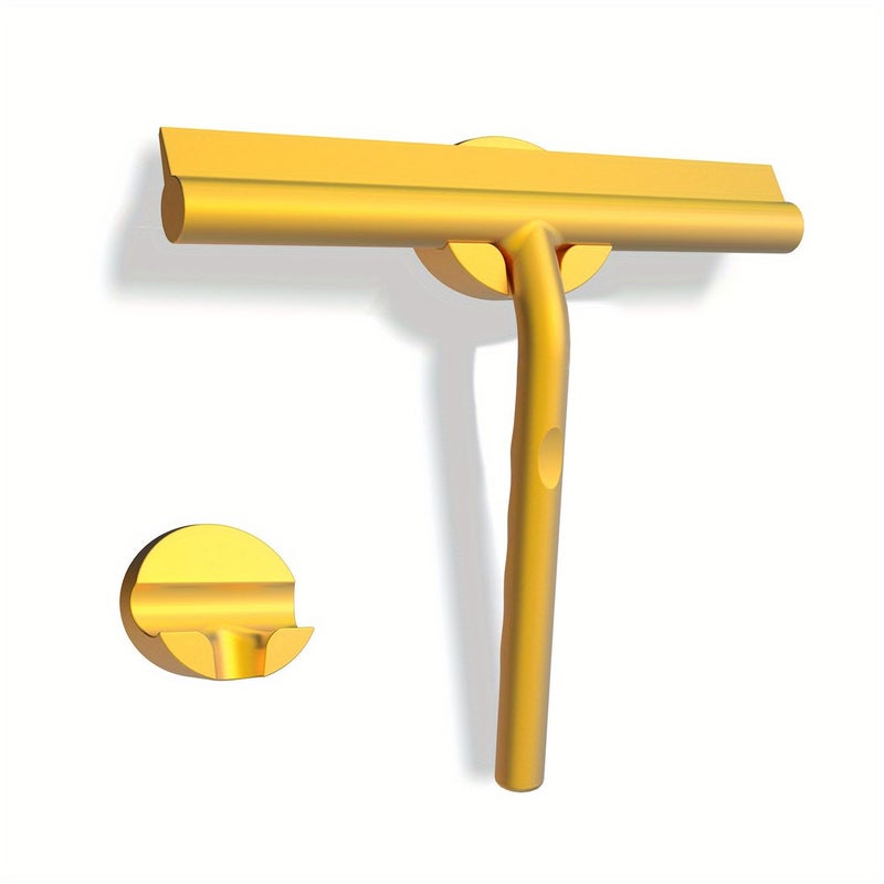 One Golden Silicone Squeegee Cleaning Tool For Bathroom Glass And Toilet Household Use - Image 3