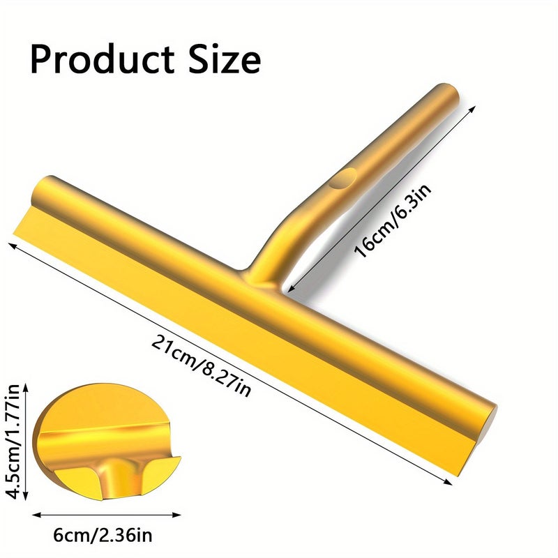 One Golden Silicone Squeegee Cleaning Tool For Bathroom Glass And Toilet Household Use - Image 1