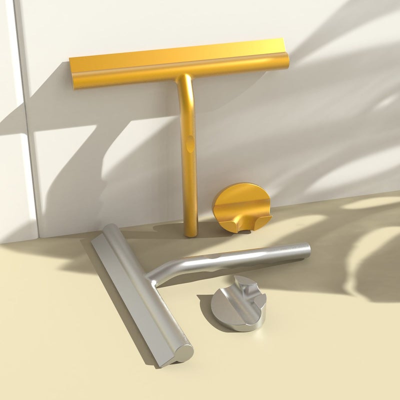 One Golden Silicone Squeegee Cleaning Tool For Bathroom Glass And Toilet Household Use - Image 2