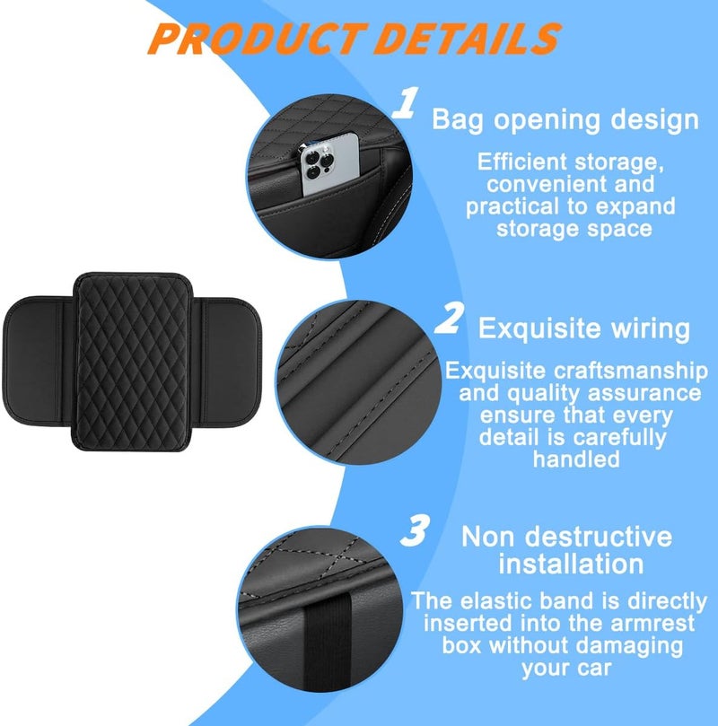 Bittwee Car Center Console Cover - Black Leather Protector - Image 4