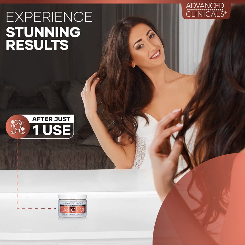 Advanced Clinicals Castor Oil Conditioning Hair Mask Natural Detangler & Hair Treatment W/Jamaican Black Castor Oil, Coconut Oil, & Biotin Repair For Color Treated, Dry, Or Damaged Hair, 12 Fl Oz - Image 4