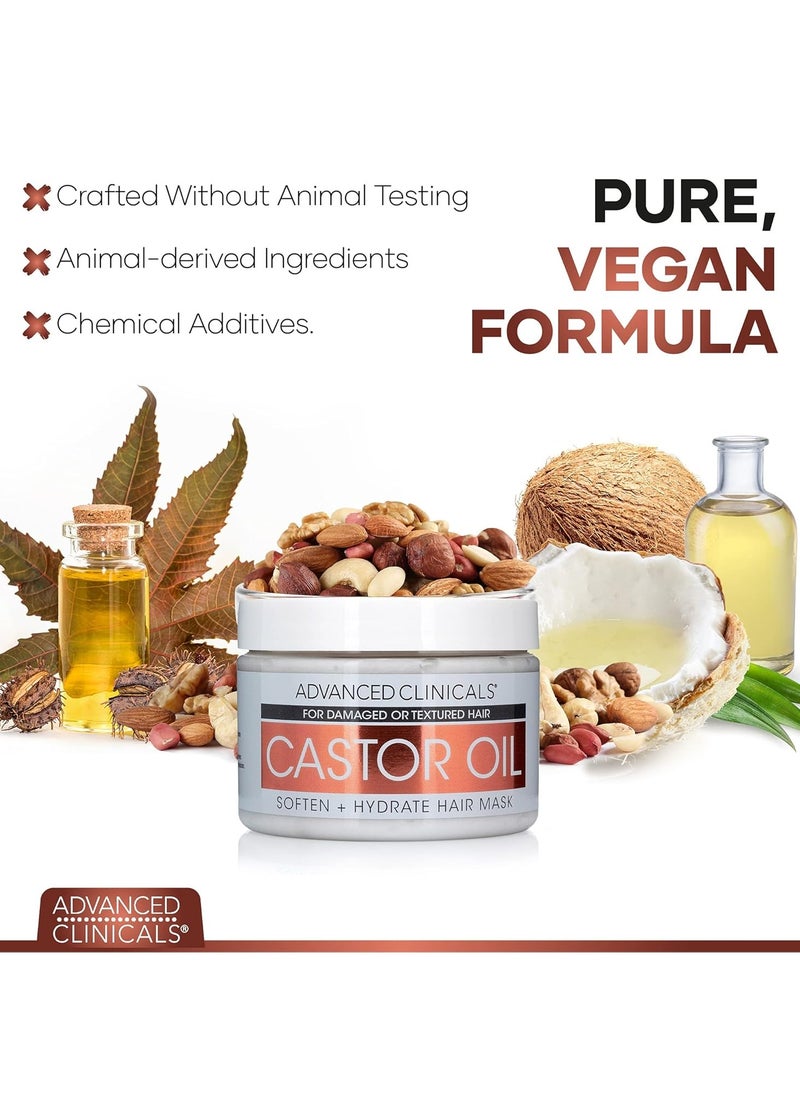 Advanced Clinicals Advanced Clinicals Castor Oil Conditioning Hair Mask Natural Detangler & Hair Treatment W/Jamaican Black Castor Oil, Coconut Oil, & Biotin Repair For Color Treated, Dry, Or Damaged Hair, 12 Fl Oz  - Image 2