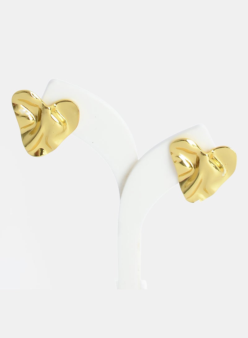 Akher el Ankoud Large Heart-Shaped Screw-In Hoop Earrings With Raised Designs And Irregular Edges - Image 1