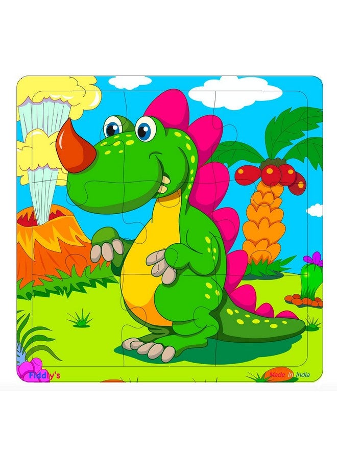 Fiddlys Fiddly Wood Jigsaw Puzzles for Children - 9 Pieces (Dinos Pack of 3) - Image 2