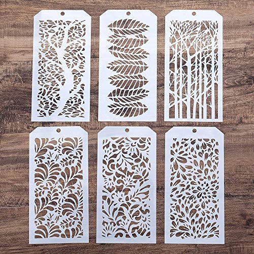SLGIFT DIY Decorative Stencil Template for Scrapbooking Painting on Wall Furniture Set of 6 Leaf